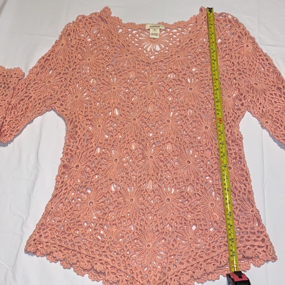 Sundance Pink Daisy Crochet Sweater Size Medium NWOT - Picture 5 of 6
